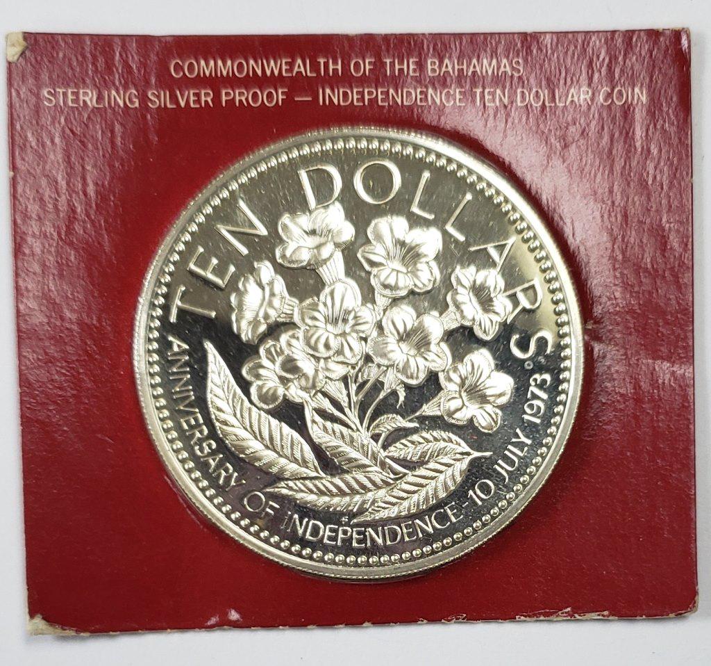 1977 Bahamas $10 Independence Sterling Silver Coin (1 of 2)