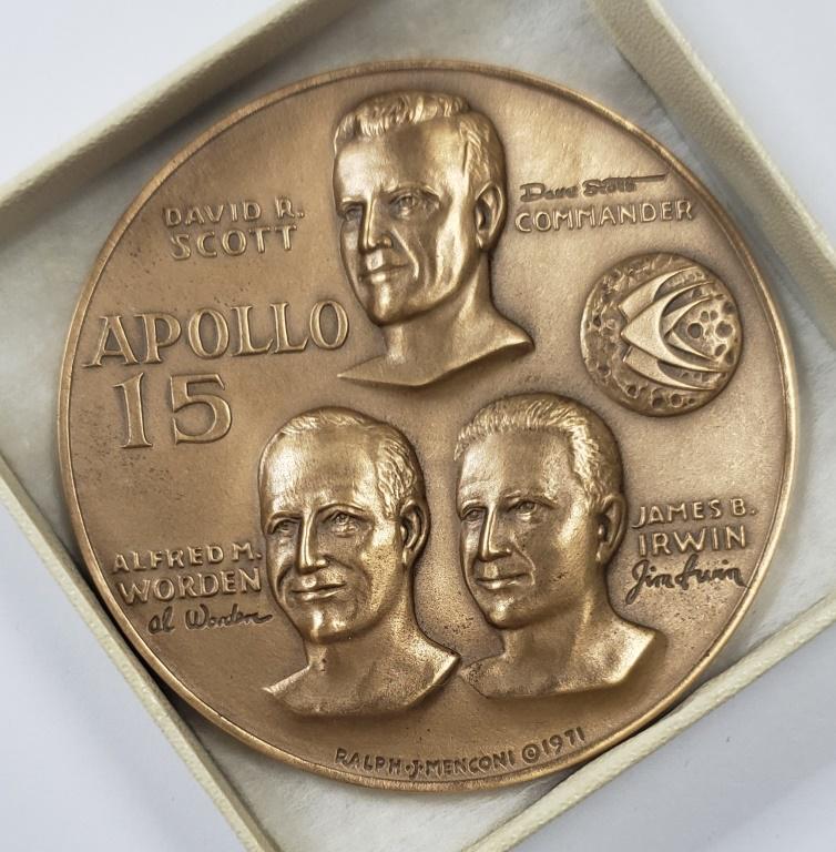 Vintage 1971 Apollo 15 Bronze Medal - Medallic Art: 2.5" in diameter. W/Box