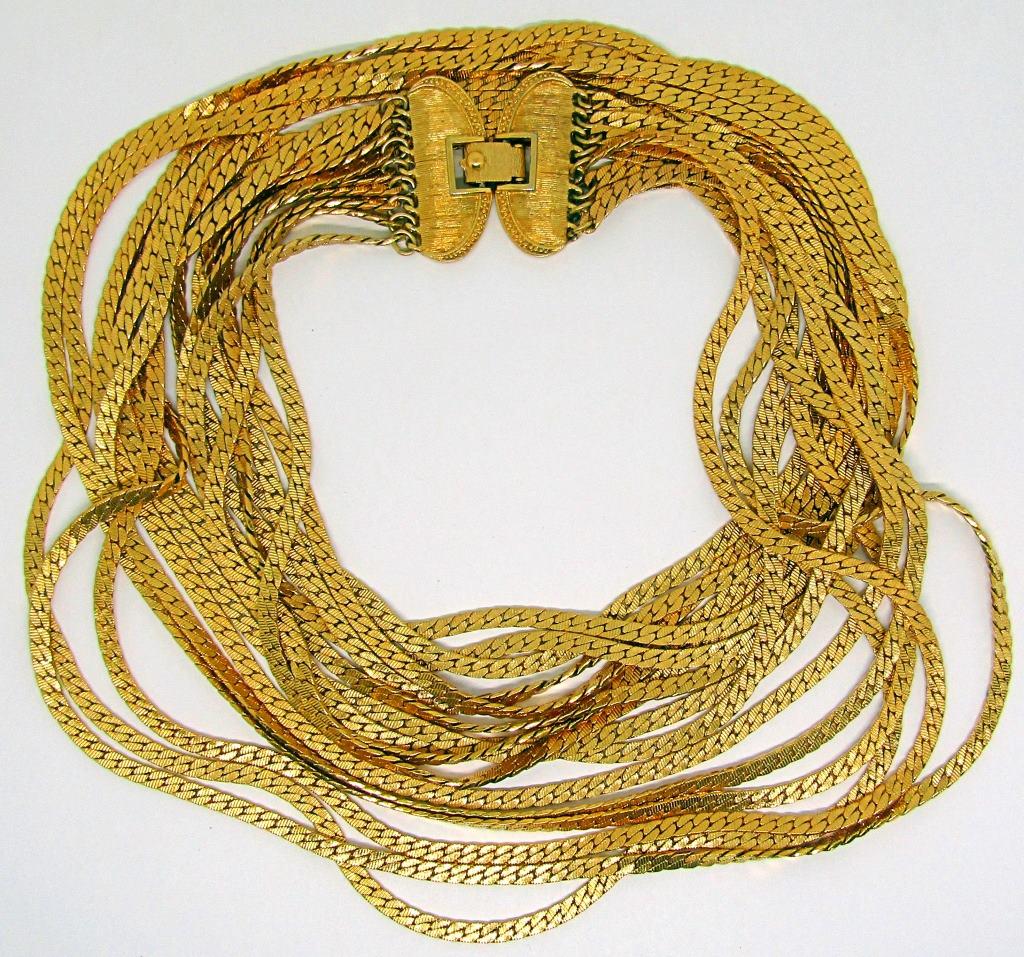 MONET MARKED GOLD-TONED MULTI-CHAIN NECKLACE!: 8 CONNECTED CHAINS, BEAUTIFUL NECKLACE!
