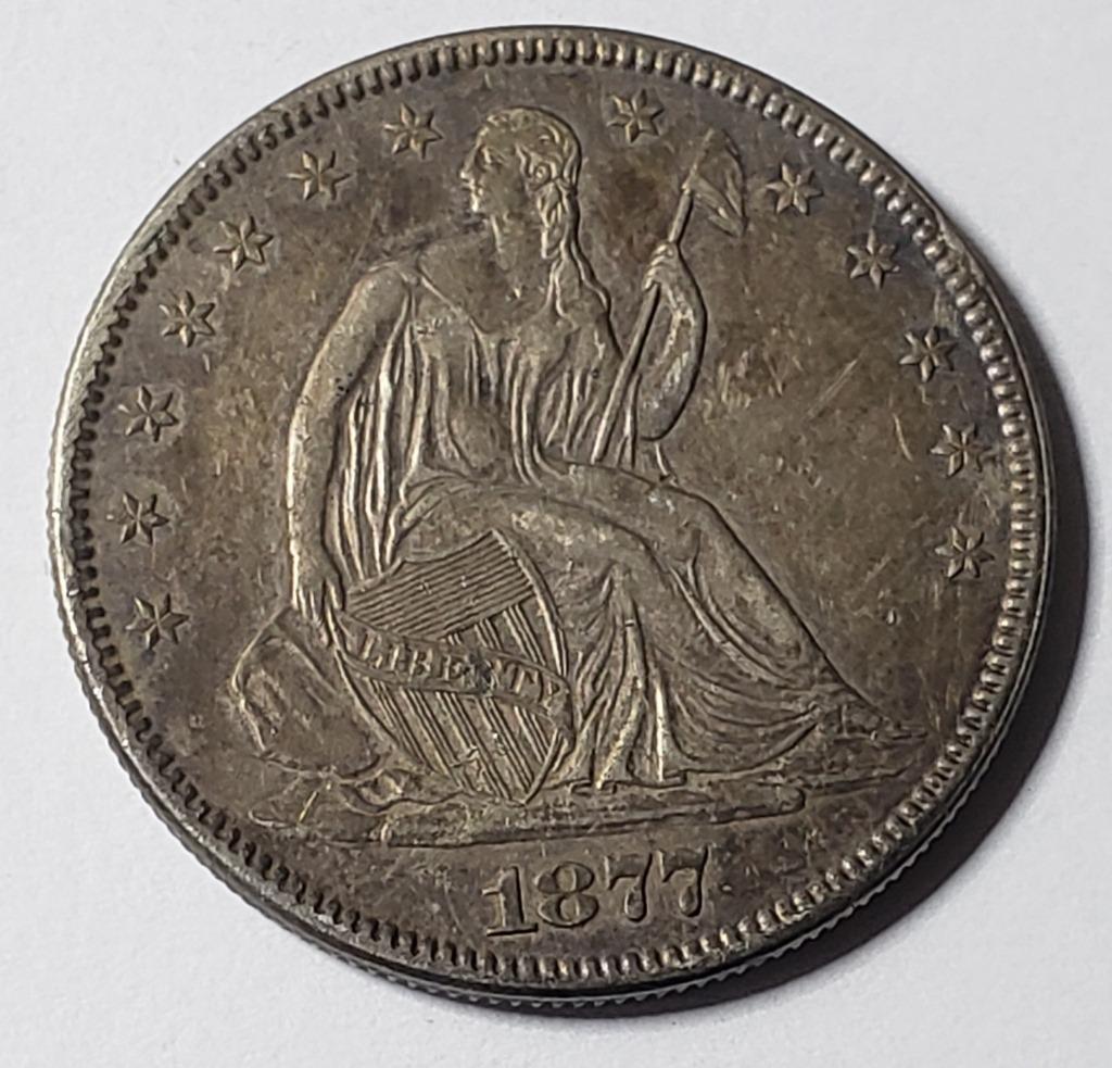 1877 SEATED HALF DOLLAR AU (1 of 2)