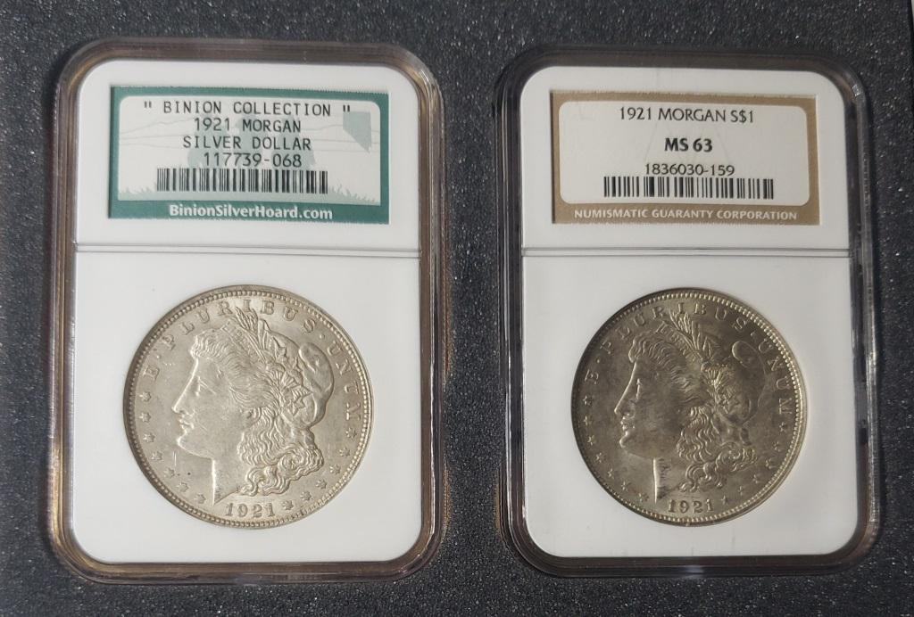 (2) 1921 MORGAN DOLLARS NGC AUTHENTICATED (1 of 3)
