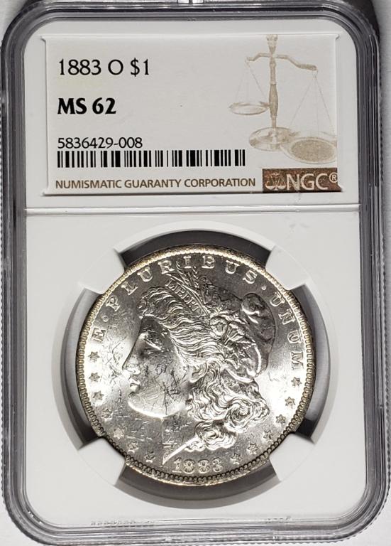 1883-O MORGAN DOLLAR NGC MS62: SILVER DOLLAR