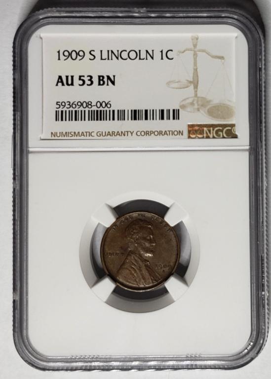 1909-S INDIAN CENT NGC AU53 BN (1 of 4)