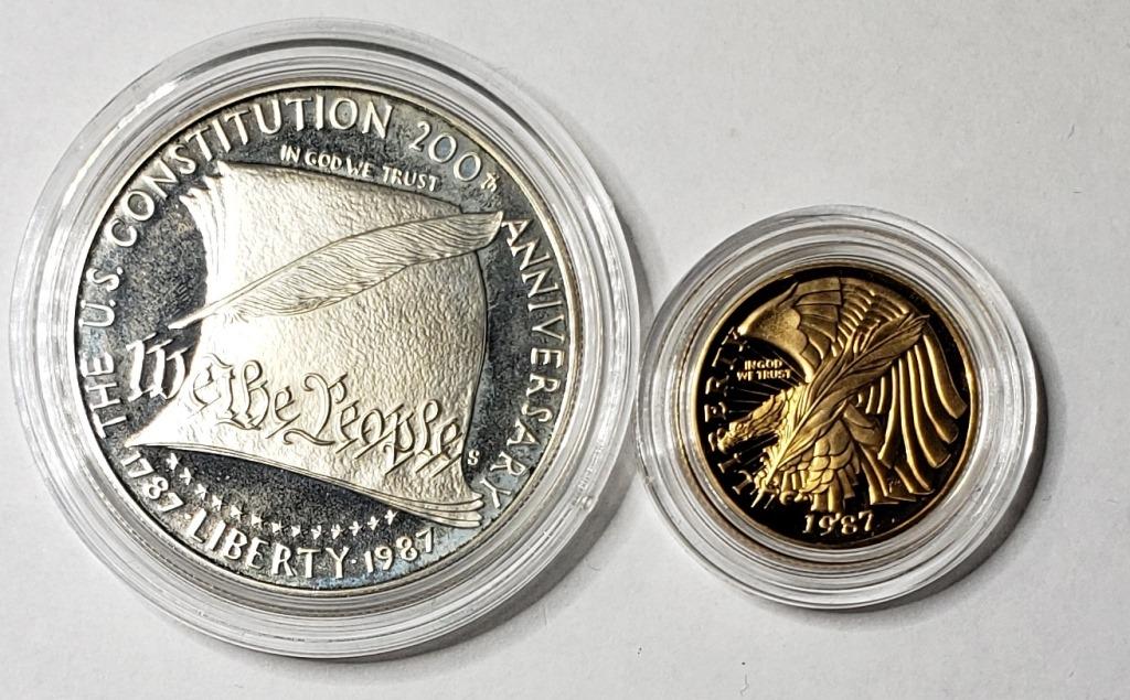 1987 2pc CONSTITUTION SET GOLD & SILVER (1 of 3)