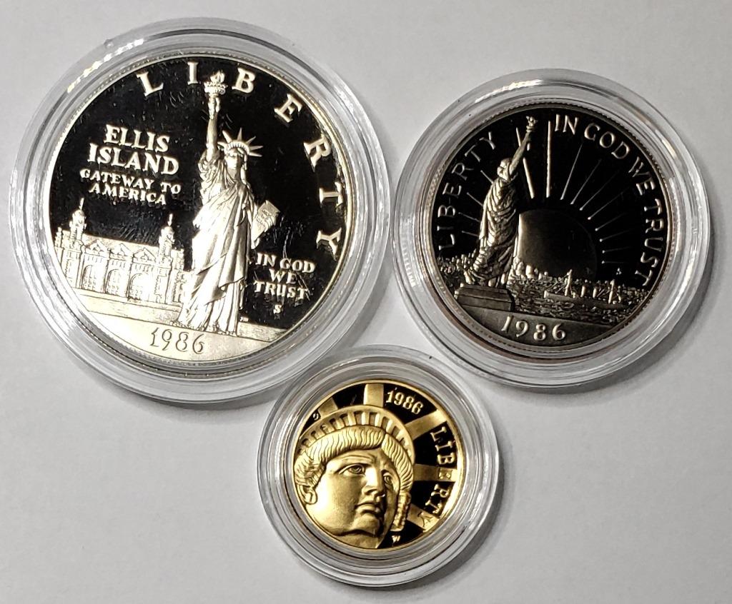 1986 3pc STATUE of LIBERTY GOLD & SILVER SET (1 of 4)