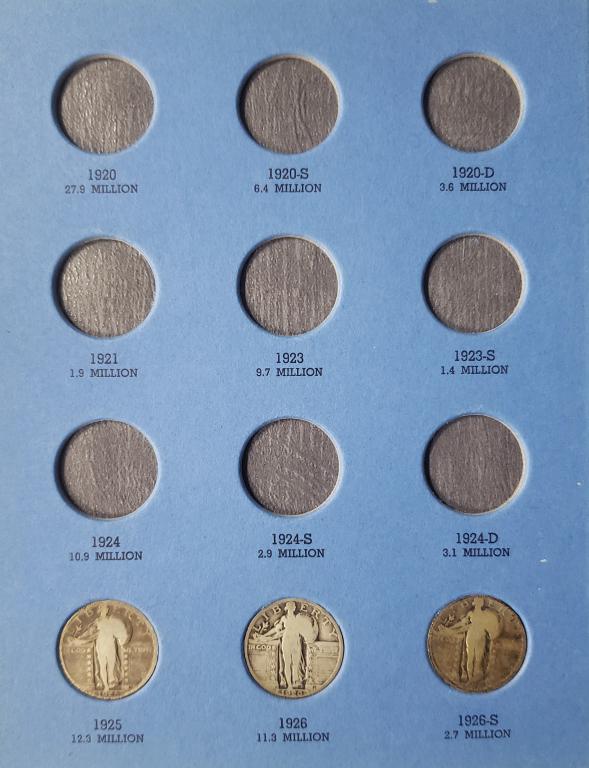 PARTIAL STANDING LIB QTR SET 1925-1930S (1 of 3)