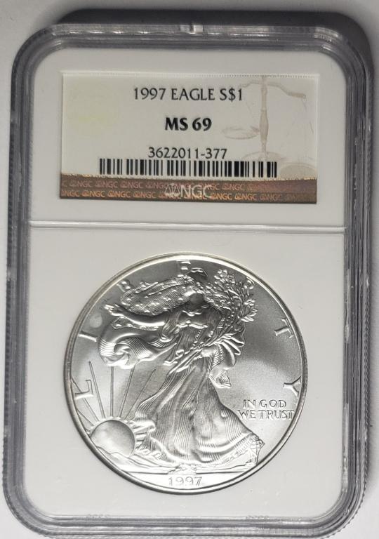 1997 AMERICAN SILVER EAGLE NGC MS69 (1 of 4)