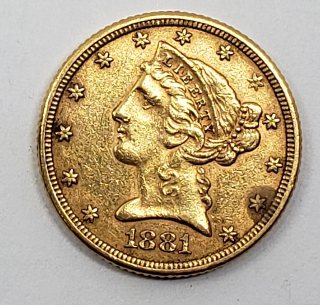 1881 $5 LIBERTY GOLD COIN (1 of 2)