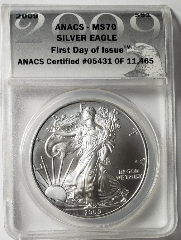 2009 AMERICAN SILVER EAGLE ANACS MS70 (1 of 5)