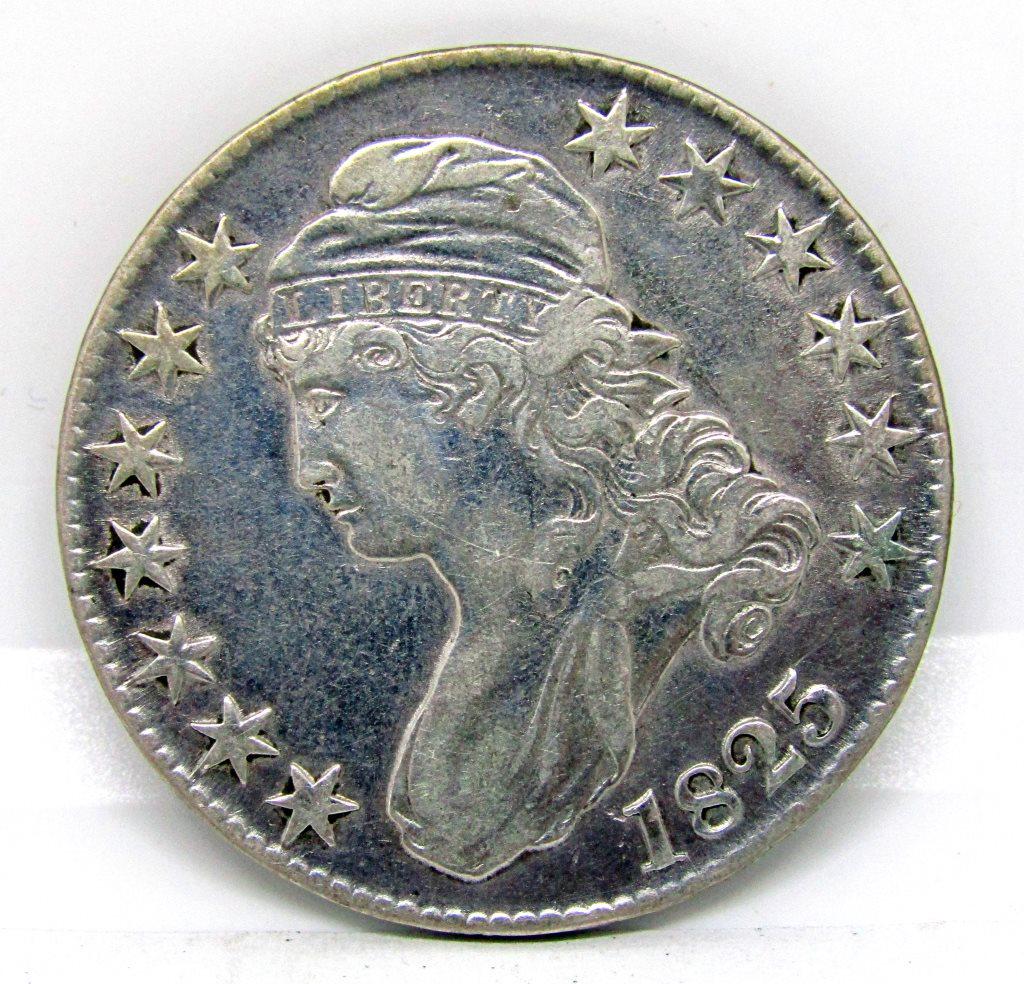 1825 CAPPED BUST HALF DOLLAR F/VF (1 of 2)