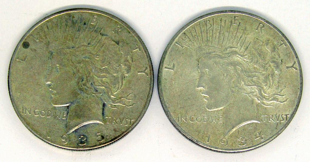 1934-D & 1935 PEACE DOLLARS AU/UNC (1 of 2)