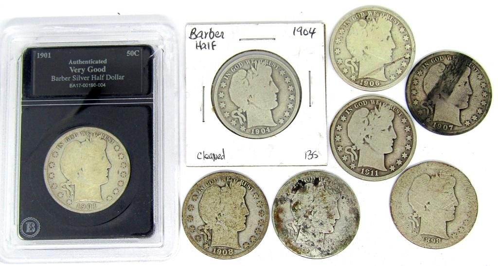 8-BARBER HALF DOLLARS (1 of 2)