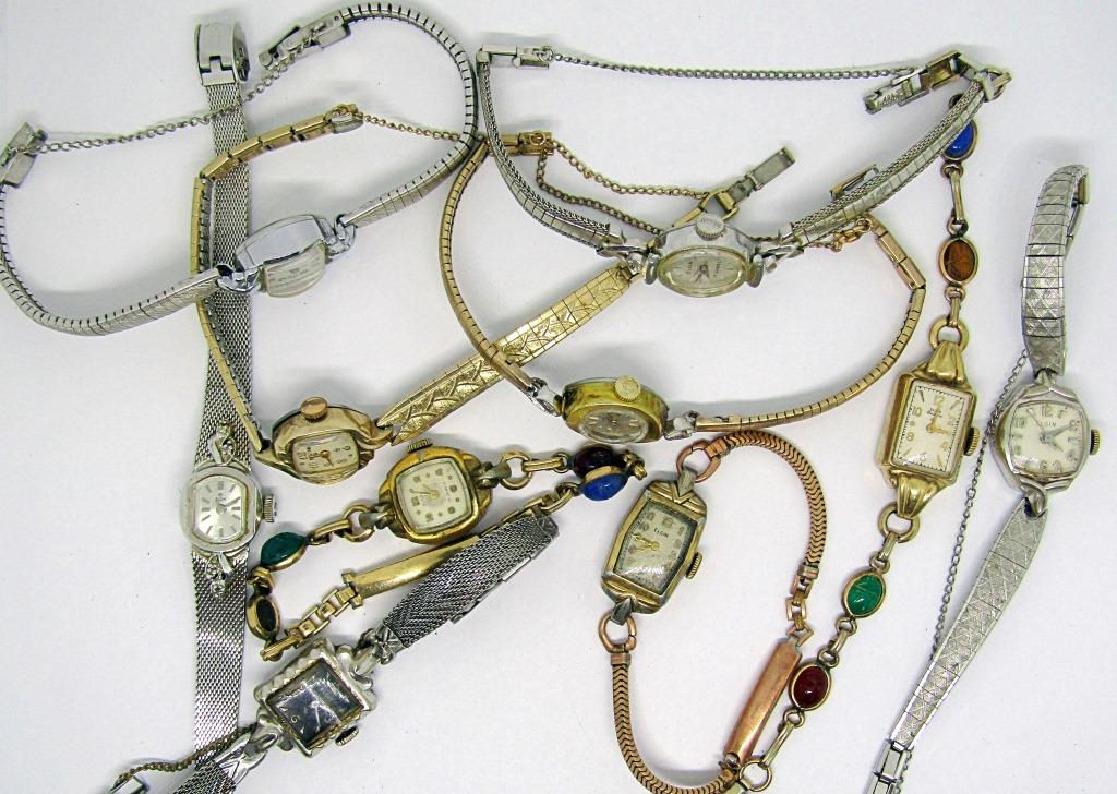 10-Ladies Self winding Wrist Watches-Elgin: Not tested as to working or not-most will need battery replacements-some for parts or repair-some may work -10-Ladies Self winding Wrist Watches-Elgin