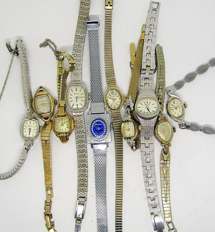 10-Ladies Self winding Wrist Watches-Bulova: Not tested as to working or not-most will need battery replacements-some for parts or repair-some may work -10-Ladies Self winding Wrist Watches-Bulova