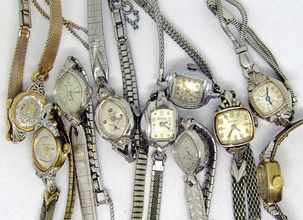 10-Ladies Self winding Wrist Watches-Bulova: Not tested as to working or not-most will need battery replacements-some for parts or repair-some may work -10-Ladies Self winding Wrist Watches-Bulova