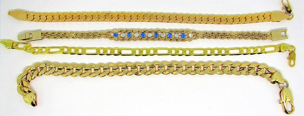 4 GOLD TONED VINTAGE BRACELETS!: CHAIN-LIKE DESIGNS!