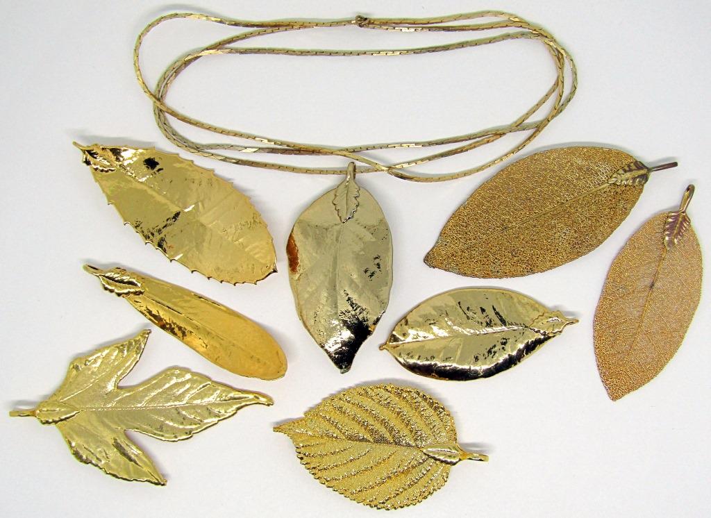 VINTAGE GOLD-TONED NECKLACE CHAIN & 8 PENDANTS; (1 of 2)