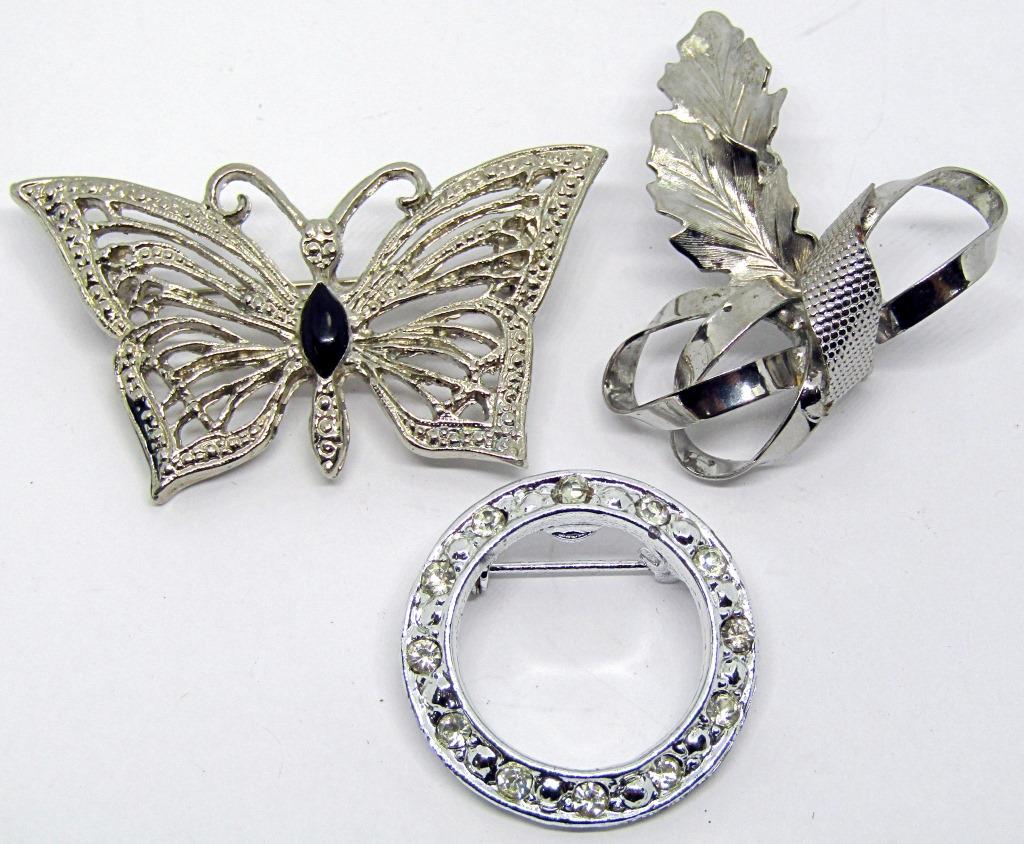 3 VINTAGE SILVER TONED BROOCHES! (1 of 2)
