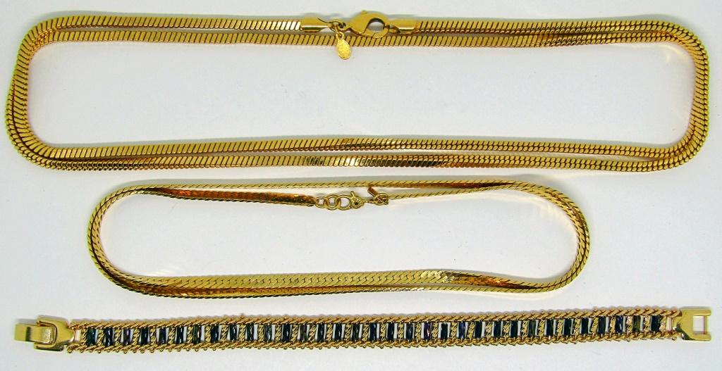 MONET AND PREMIER MARKED GOLDTONED NECKLACES;: WITH GOLD TONED BRACELET!