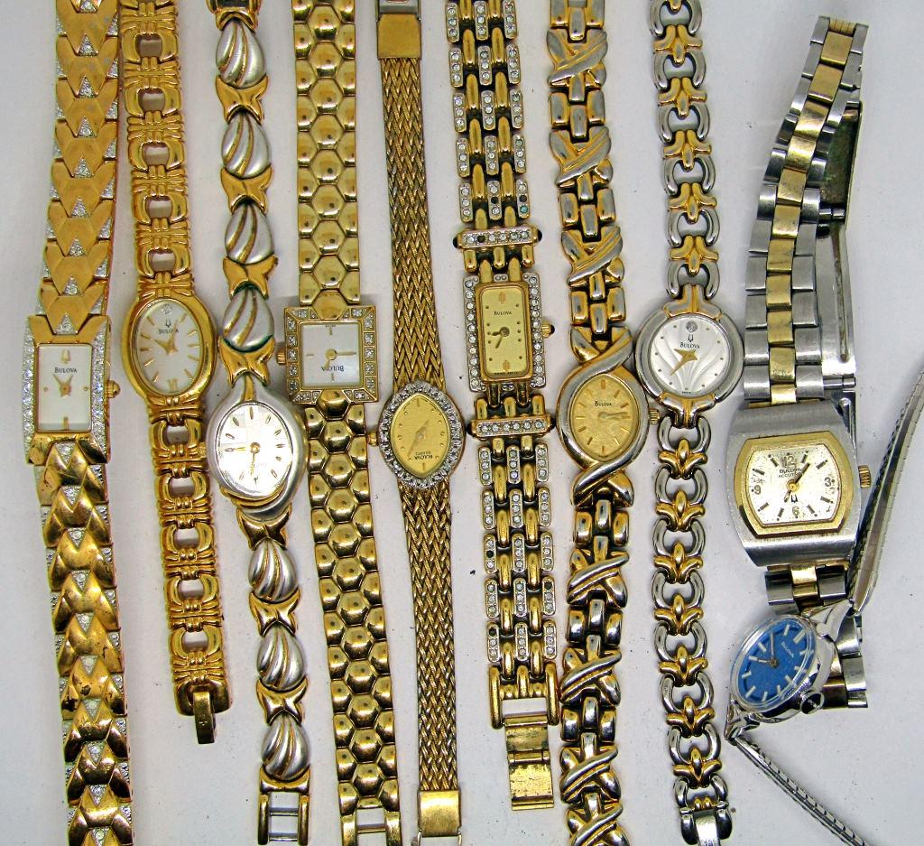 10-LADIES BULOVA QUARTZ WRISTWATCHES: (1)ACCUTRON-ALL WATCHES UNTESTED
