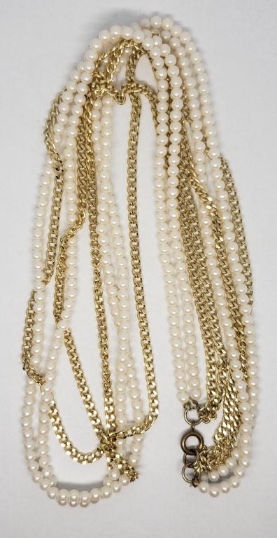 VINTAGE MULTI STRANDED FAUX PEARL AND GOLD (1 of 3)