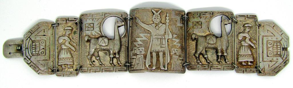 900 STERLING SOUTHWESTERN PANEL BRACELET (1 of 2)