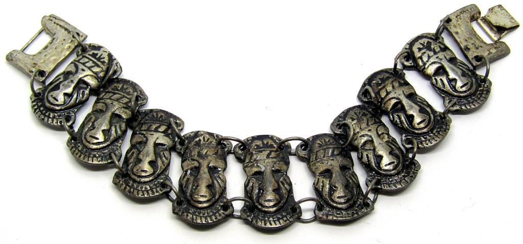 STERLING AZTEC FACE PANEL BRACELET (1 of 3)