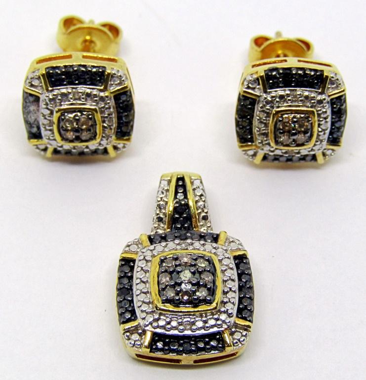 SET! SUN MARKED STERLING GOLD TONED PENDANT (1 of 3)