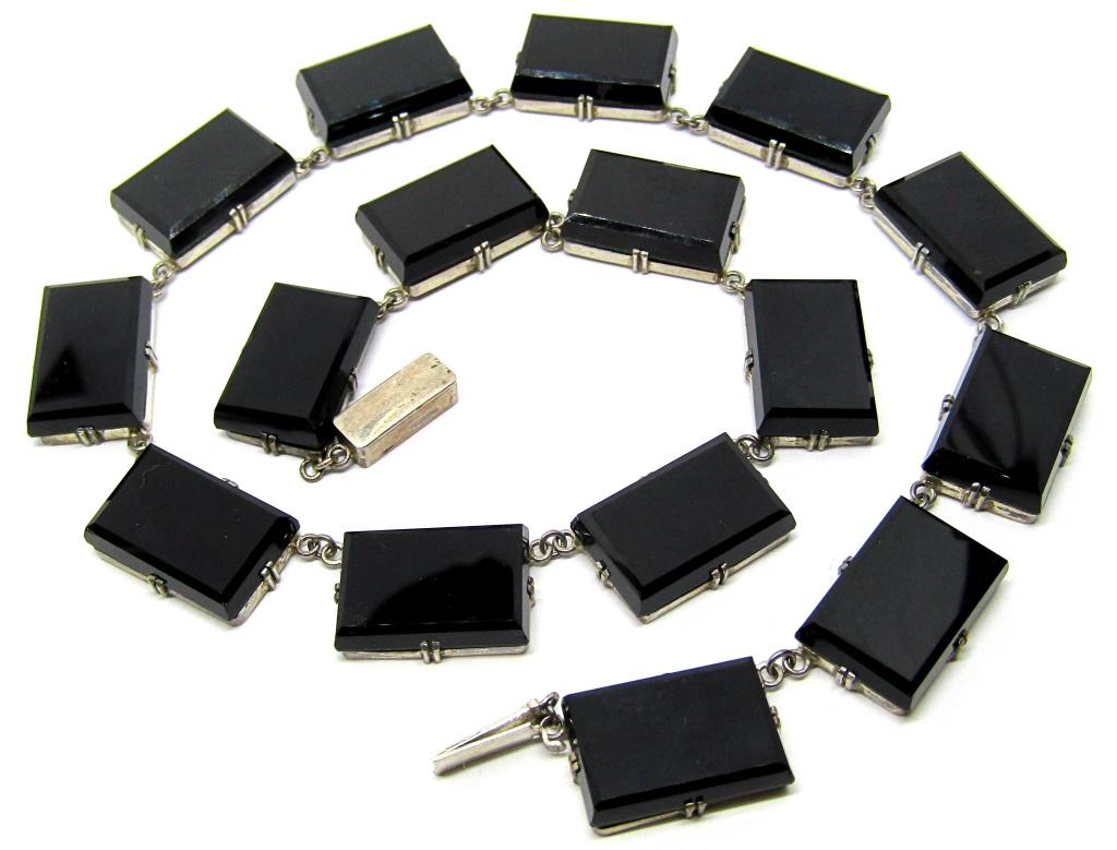 950 SILVER VINTAGE PANEL NECKLACE WITH BLACK (1 of 4)