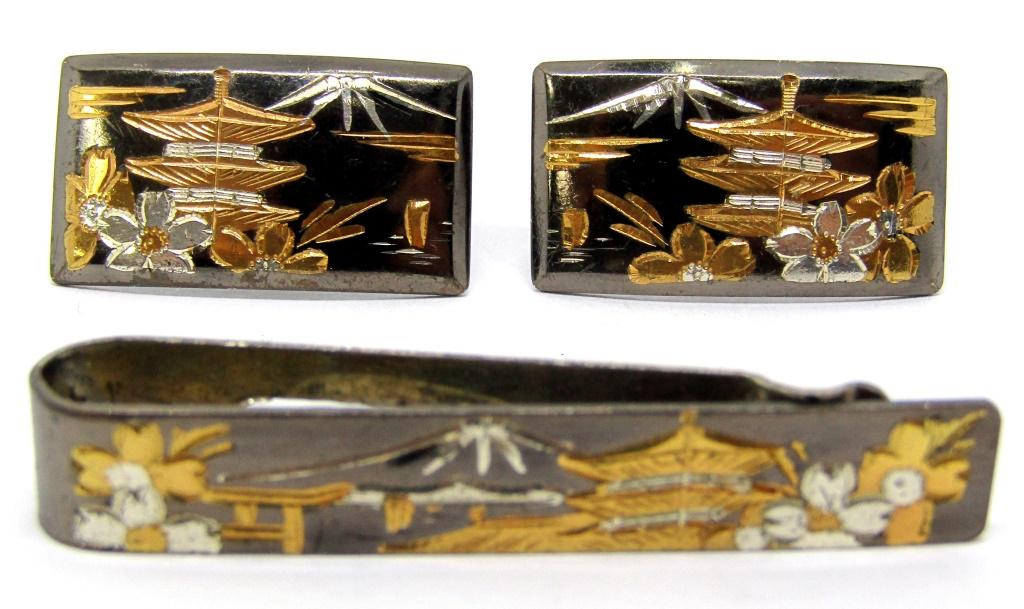 SET! JAPAN STERLING PAIR OF MEN'S CUFF LINKS (1 of 4)