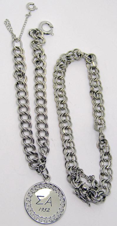 2-STERLING LINKED STYLE BRACELETS WITH (1)CHARM: GREAT TO LOAD YOUR CHARMS UP ON!! TOTAL 15.3 DWT