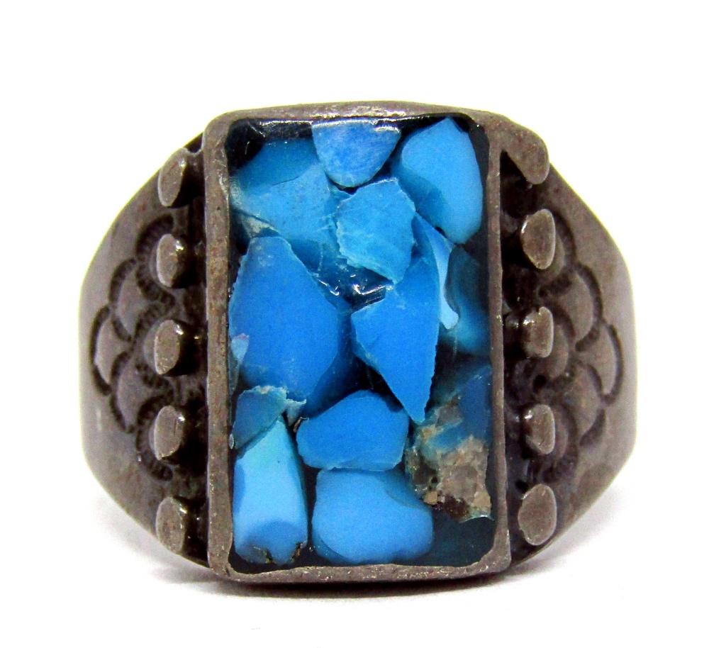 NAVAJO STERLING MEN'S RING WITH TURQUOISE (1 of 3)