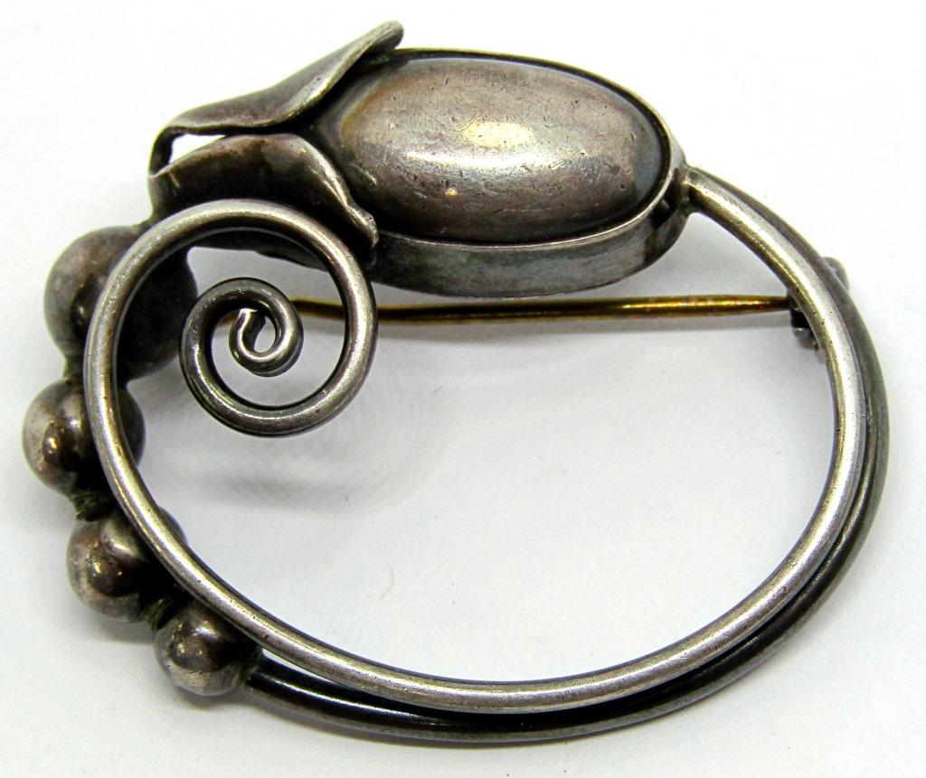 GEORG JENSEN INC WROUGH 925 VTG BROOCH (1 of 3)