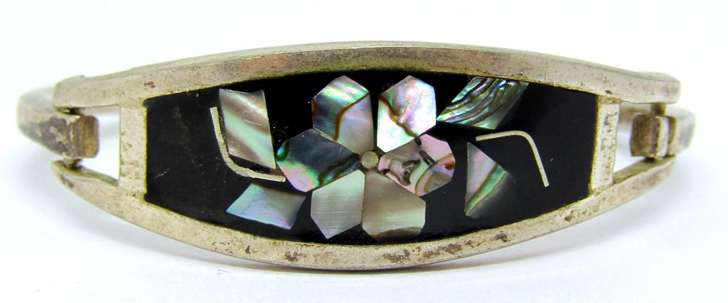 CHILD'S MEXICO STERLING HINGED BANGLE WITH (1 of 4)