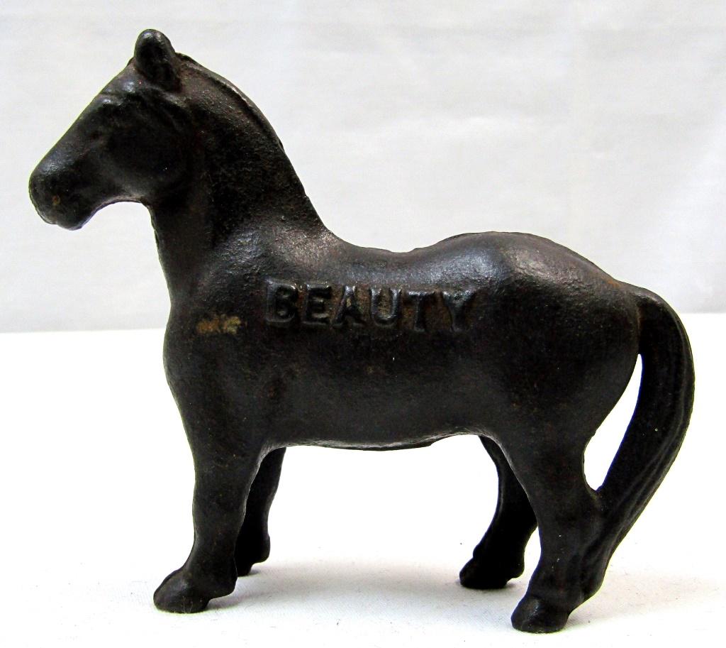 1900'S BEAUTY HORSE STILL BANK: ARCADE BANK CAST IRON 5" LONG