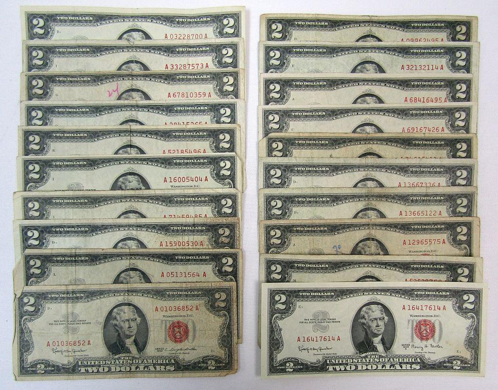 (20) $2 RED SEAL U.S. NOTES (1 of 2)