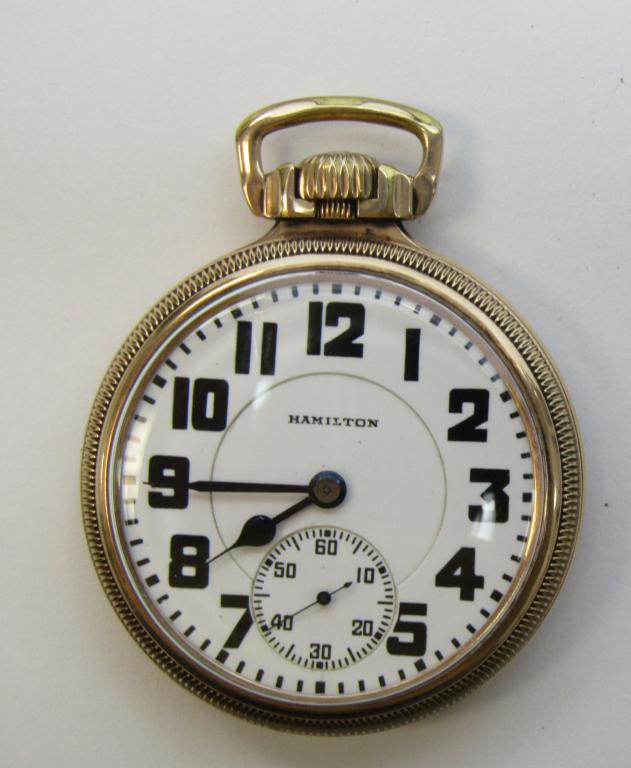 16 SIZE HAMILTON 992 RAILROAD WATCH: 21 JEWEL, GOLD FILLED FANCY SCREWBACK CASE - WORKING CONDITION