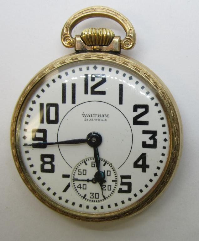 WALTHAM RIVERSIDE RAILROAD POCKET WATCH (1 of 4)
