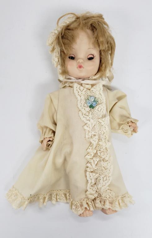 Vtg 1966 Effanbee Blonde Half Pint Doll: USED in VTG OUTFIT - NEEDS CLEANED - EYES WORK
