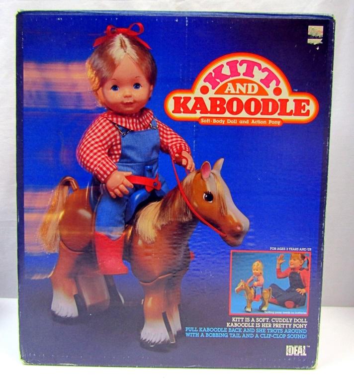 VINTAGE 1984 KITT AND KABOODLE DOLL & PONY!: SOFT BODY DOLL AND ACTION PONY! IN BOX! TROTTING PONY WITH NO BATTERIES NEEDED!