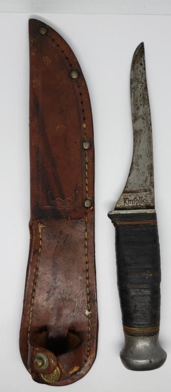 KINFOLKS 9365 Hunting Knife: with Original Sheath (BOY SCOUT EMBLEM)