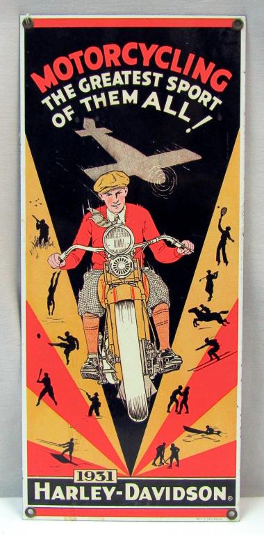 HARLEY DAVIDSON 1931 VINTAGE PORCELAIN METAL SIGN!: HEAVY PORCELAIN METAL SIGN!