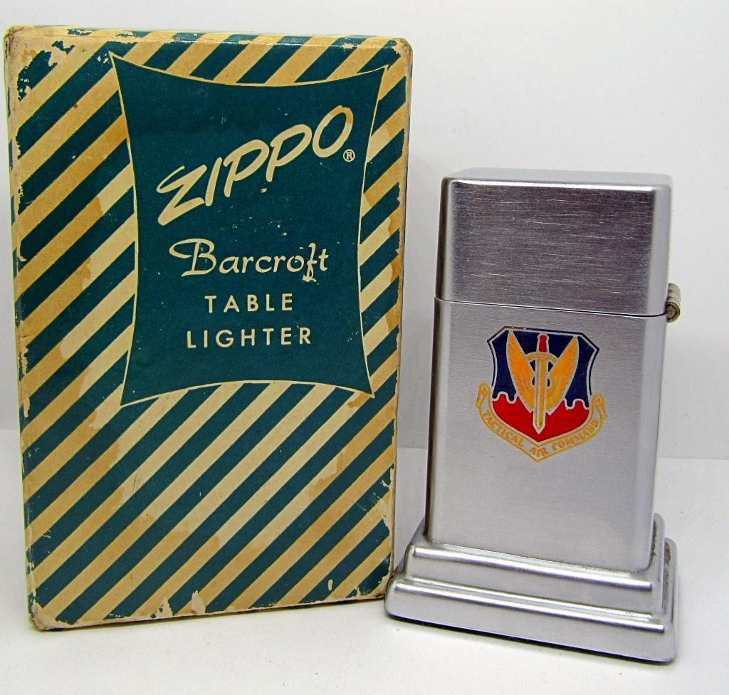 circa 1960's ZIPPO DESK LIGHTER in BOX: SPECIAL AIR MISSIONS 4432 AIR TRANSPORT SQUAD - TACTICAL AIR COMMAND - BEAUTIFUL CONDITION