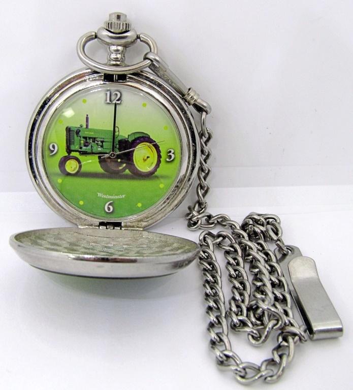 VINTAGE WESTMINSTER JOHN DEER TRACTOR POCKETWATCH; (1 of 3)