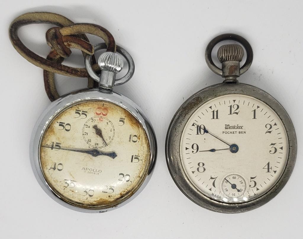 WESTCLOX POCKET BEN & APOLLO 7j: POCKET WATCH LOT - PARTS / REPAIR LOT