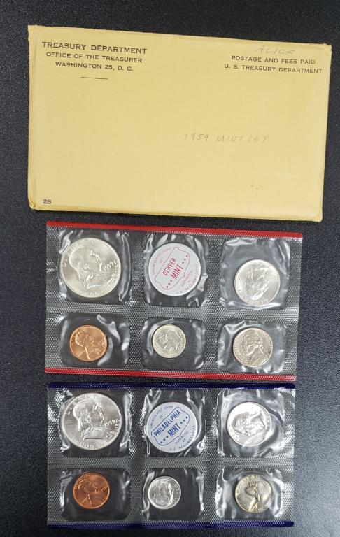 1959 P&D U.S. MINT SET in ORG ENVELOPE (1 of 2)