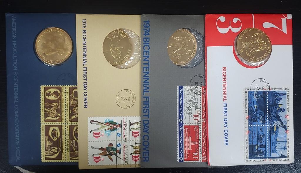 (4) FIRST DAY COVER BICENTENNIAL MEDALS (1 of 1)