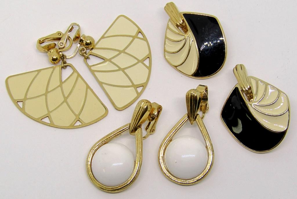 3 PAIRS OF TRIFARI MARKED VINTAGE EARRINGS!: ALL ARE CLIP-ON PAIRS!