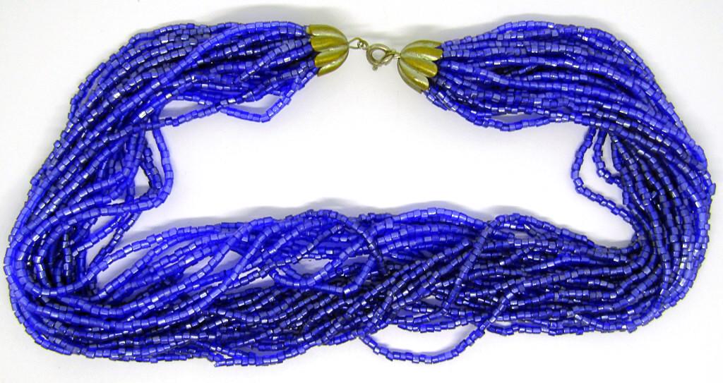 VINTAGE MULTI STRANED NAVY MICRO BEADED (1 of 2)