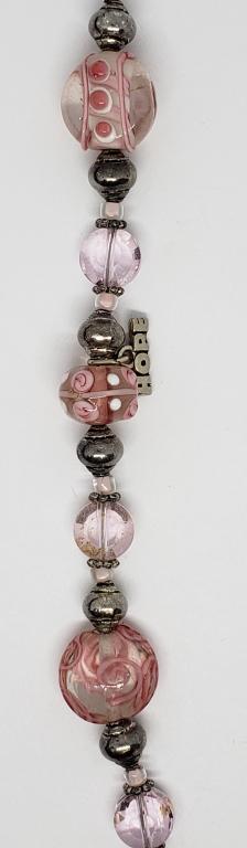 8 INCH STERLING AND PINK BEADED BRACELET (1 of 4)